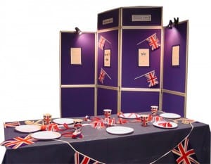 8 Panel Display Stand with Jubilee Themed Table 8 Panel Display Stand with Jubilee Themed Table