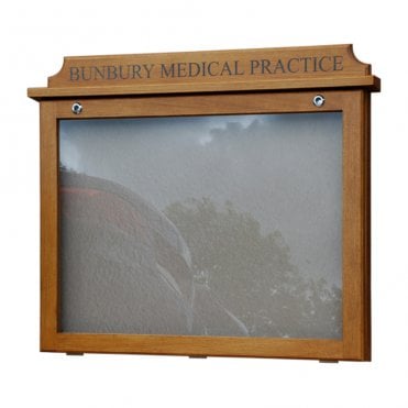 1 Bay, 8 x A4 External Oak Noticeboard Glazed