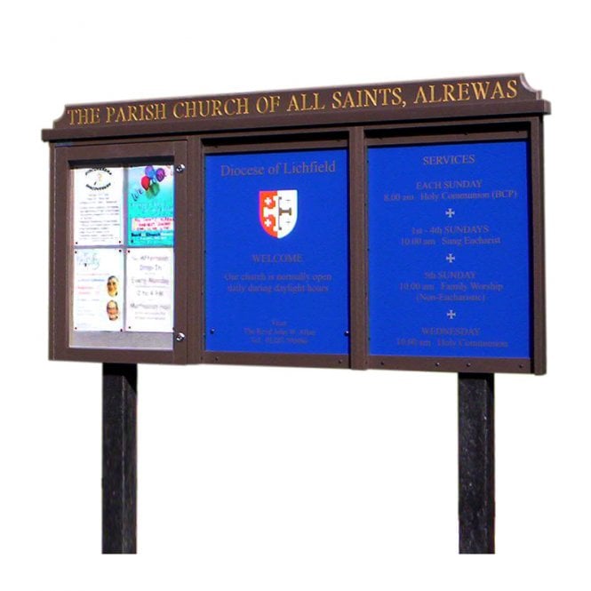 3 Bay 4 x A4 Recycled Plastic External Noticeboard, 1 Bay Glazed