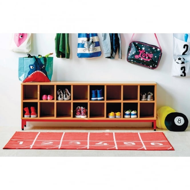 Cloakroom Bench with 16 Open Compartments