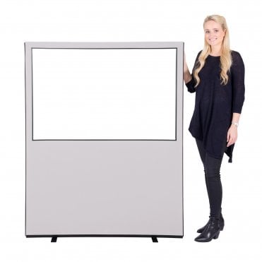 Glazed Office Screen 1200mm w x 1500mm h, woolmix fabric