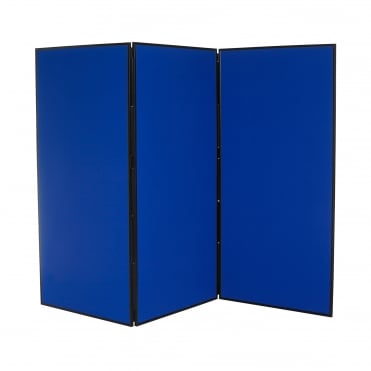 Large Folding School Display Boards,  3 Panel, Blue Fabric