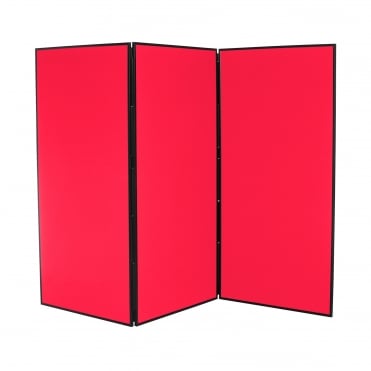 Large Folding School Display Boards, 3 Panel, Red Fabric