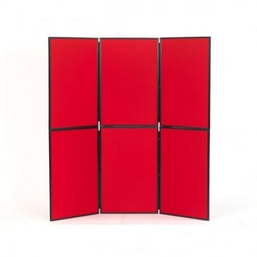 Lightweight Folding Display Boards, 6 Panel, Red Fabric