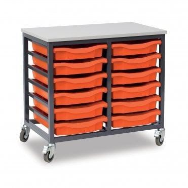 Mobile 12 Shallow Tray Metal Storage Unit
