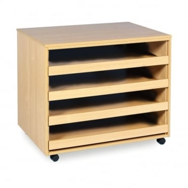 Mobile 4 Sliding Drawer Paper Storage Unit