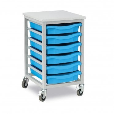 Mobile 6 Shallow Tray Metal Storage Unit