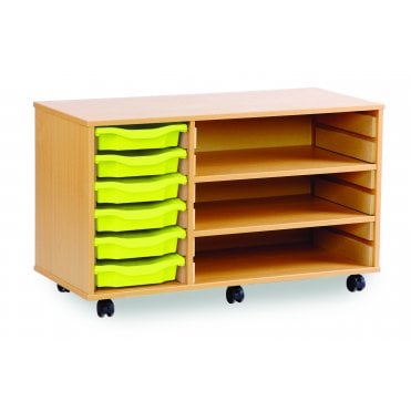 Mobile 6 Shallow Tray Storage Unit with 2 Shelves