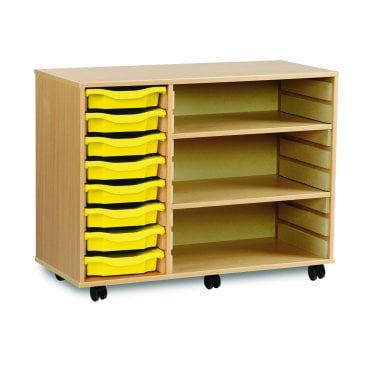 Mobile 8 Tray Shallow Storage Unit with 2 Shelves 