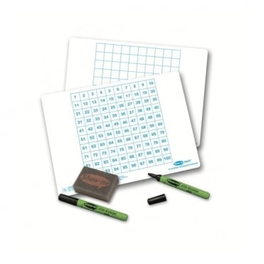 Show-me® Hundred Square Gridded Drywipe Boards Class Pack 35 Boards