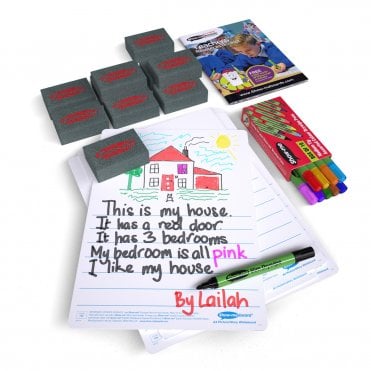 Show-me Pack of 10 x A4 Picture Story Drywipe Boards, Pens and Erasers