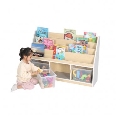 Thrifty 3 Compartment Book Storage (with 3 Clear Trays) Grey 