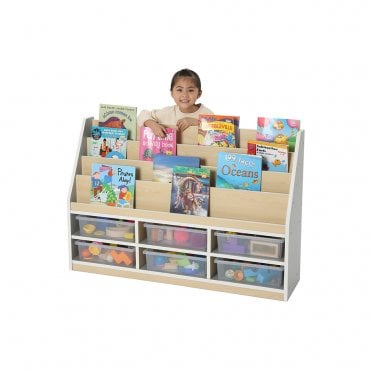 Thrifty 6 Compartment Book Storage (with 6 Clear Trays) Grey